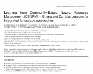 New paper from Sunderland lab on Community-Based Natural Resource Management (CBNRM) in Ghana and Zambia